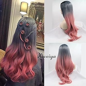 Amazon Com Xiweiya Dark Root Ombre Blue Grey To Pink