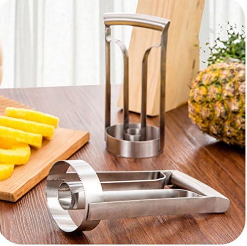Silver Stainless Steel Pineapple Cutting Device Easy Slicer Pineapple Peeler and De-Corer