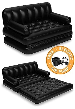 HSR 5 in 1 Inflatable Three Seater Queen Size Sofa Cum Bed with Pump