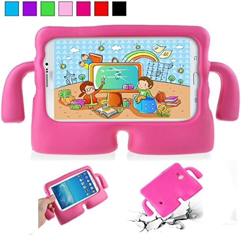 YooNow Galaxy Tab 3 Kids Case Tab 3 Lite Tab E Lite Tab 4 7.0 Back Case for Children with Carry Handle Light Weight Durable Protective Cases for Samsung Galaxy Tab 3/ 3 Lite Tablet 7 Inch (Hot Pink)