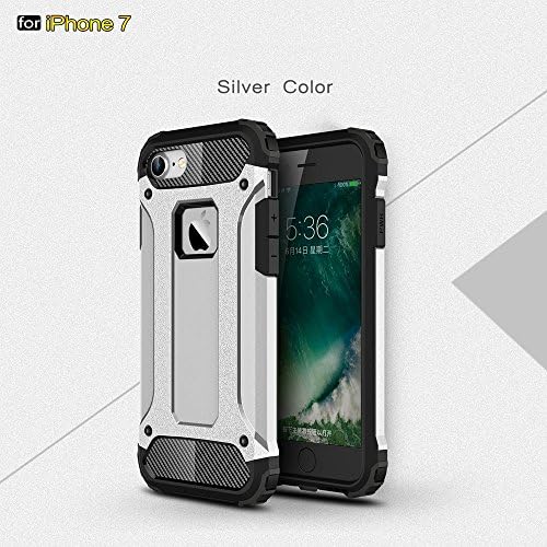 iPhone 7 Protective Cell Phone Case -Shock Absorbing Design - Protects From Scratches, Abrasions, High Impact Falls - Stylish, Modern Design - Features The Necessary Cutouts - Silver