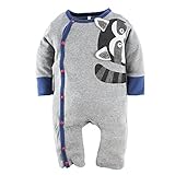 BIG ELEPHANT Baby Boys' 1 Piece Snap-Up Long Sleeve Pajama Romper G83
