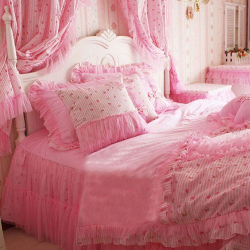 Diaidi Bettwäsche im Koreanischen Stil, mit Rüschen und Spitze, für