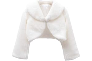 SK Studio Girls Princess Faux Fur Flower Bolero Shrug Party Wedding Dress Up