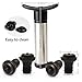 FILWIN Vacuum Wine Saver Pump Preserver with 2 Time Scale Record Vacuum Wine Stoppers, Silver