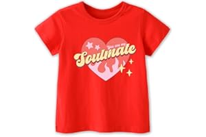 JUNEIGHTEE Toddler Valentines Day Shirt Boys Girls Kids' Valentine's Day T-Shirts,3-6T, Love Letters, Red Hearts, Soulmate, Match...