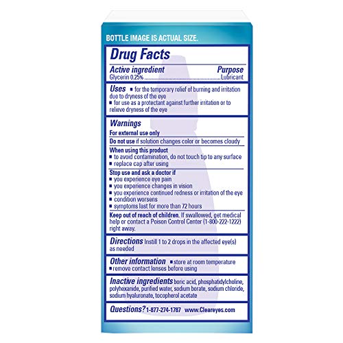 Clear Eyes Dry & Itchy Eye Relief Eye Drops, 0.5 Fl Oz, Pack of 2