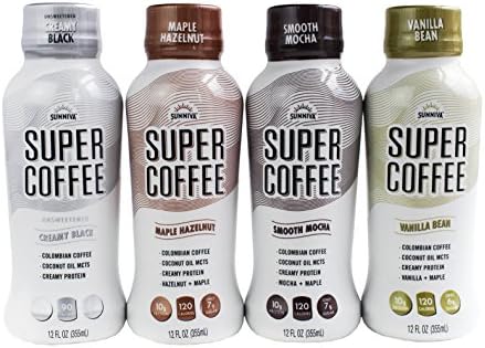SUNNIVA Super Coffee - 10g Protein, Lactose Free, Soy Free, No Added Sugar, Gluten Free, Variety Pack of 4