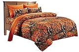20 Lakes Super Soft Microfiber Orange Camo Comforter Spread - Twin Size