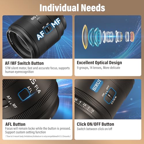 SIRUI Aurora 85mm F1.4 Full Frame for Sony E Mount, Telephoto Prime Lens, Auto Focus Cameras Lens, Lightweight Cine lens, ideal for Portrait, Wedding, Compatible for FX6, A7 Series, A9, ZV-E1, ZV-E10