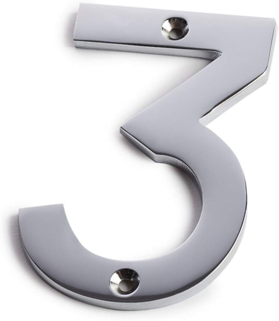 Large House Door Number Numbers Screw On Quality Thick Solid Chrome