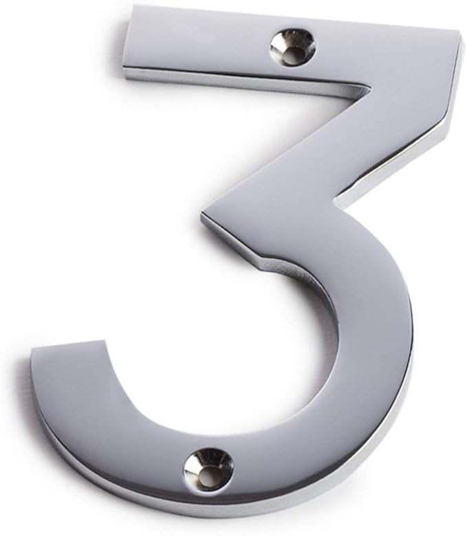 Large House Door Number Numbers Screw On Quality Thick Solid Chrome