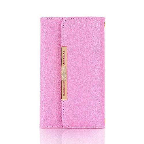 Businda for iPhone 11 6.1 inch Wristlet Handbag, Wallet Case for Women Handbag Zipper Pocket PU Leather Candy Colour for iPhone 11/11R/XIR Release 2019 (Hot Pink)