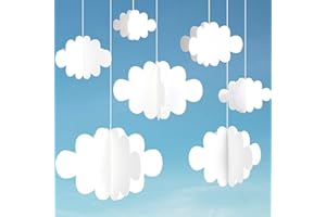 Ayfjovs 10 PCS 3D Cloud Decorations White Hanging Clouds for Ceiling Cloud Party Decorations Cloud Ornaments Hanging Ceiling Decor for Art Stage Wedding Nursery Children Room Baby Baptism Party