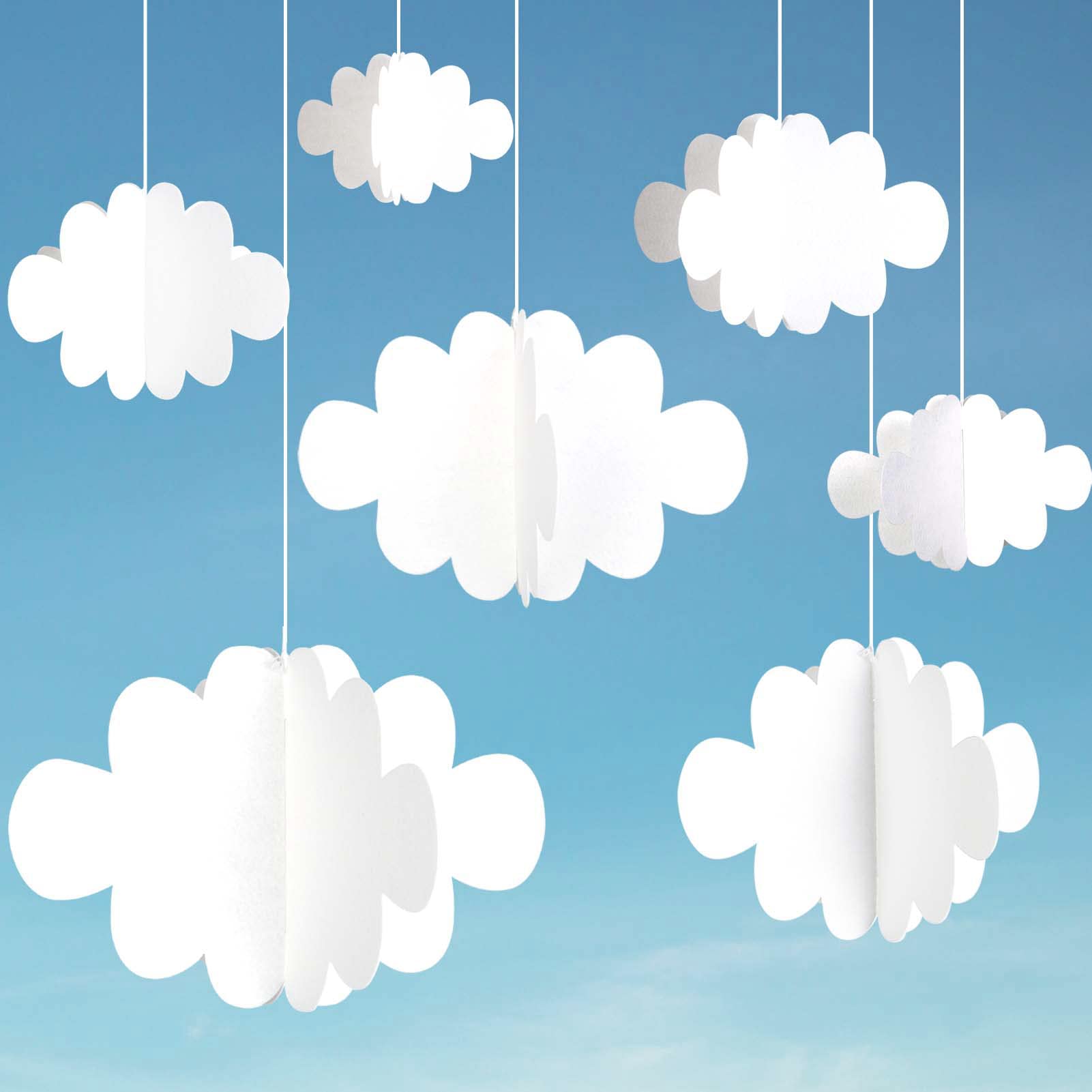 Photo 1 of Ayfjovs 10 PCS 3D Cloud Decorations - White Hanging Clouds for Ceiling, Party Decorations, Ornaments, Wedding, Nursery, Children Room, Baby Baptism Party