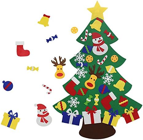VOCOO Felt Christmas Tree for Kids - 3Ft DIY Christmas Decorations for Wall Door Hanging,with 30 Detachable Christmas Ornaments,Perfect Christmas Gifts for kids