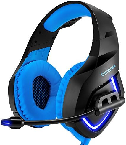 ANATEK PC Gaming Headset for PS4 XBOX One, 3.5mm Stereo LED Light Over Ear Bass Headphone with Noise Isolation Mic for Phone Computer Laptop Mac PlayStation 4