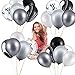 Hsei 60 Pieces Black Tie Dye Balloons Black White Silver Agate Latex Marble Balloons Colorful Balloons for Jungle Wedding Office Birthday Party Supplies