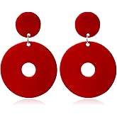 TIANHONGYAN Retro Simple Acrylic Neon Earrings Hollow Round Dangle Drop Earrings for Women Girls Resin Geometric Statement Earrings 70s 80s Earrings Party Jewelry