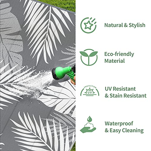 GENIMO Outdoor Rug 9' x 12' Waterproof for Patios Clearance, Reversible Plastic Straw Camping