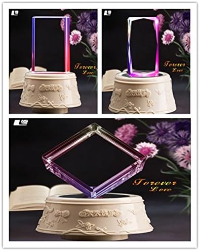 Instone Personalized Custom Low Base 3D photo Engraved crystal glass as Loving gift, with APP (21148.5)