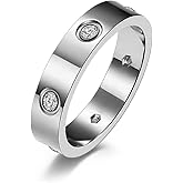 Aprila Stacking Eternity Band Silver Cubic Zirconia Stainless Steel Promise Engagement Ring for Women Men size 7-12