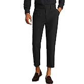 Lars Amadeus Cropped Dress Pants for Men's Pleated Front Slim Fit Solid Business Tapered Trousers