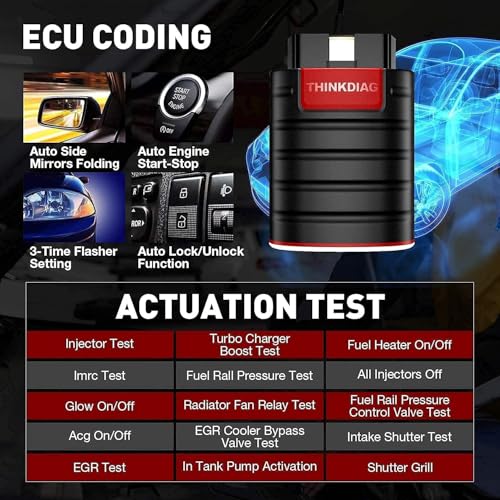 Thinkcar ThinkDiag OBD2 Car Diagnostic All System Bidirectional OBD2 Bluetooth Car Scanner, OE Level, ECU Coding, 15+ Reset Functions All Software 1 Year AUTO VIN