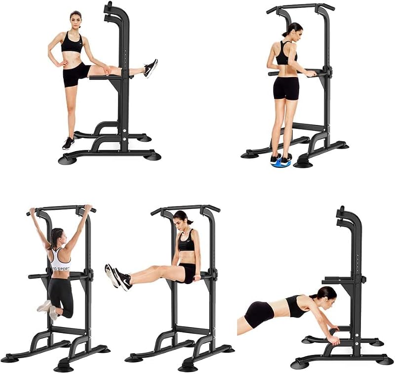 Klimmzugstange Power Tower Übung Euipment für Zuhause Fitnessstudio Dip Station Höhenverstellbar Fitness Krafttraining Dip-Stationen