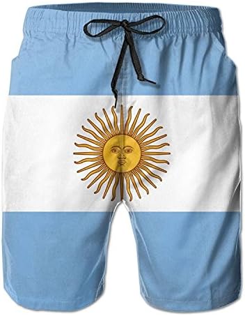 YANGLIX Men's Summer Beach Pants Quick Dry Argentina Flag Swim Trunks Casual Shorts with Pockets