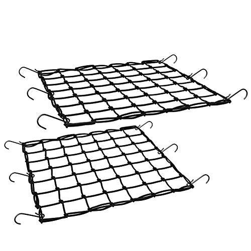 2Pack 15"X15" Motorcycle Cargo Net Featuring 6 Adjustable Hooks & Tight 2"x2" Mesh
