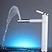 Fapully Contemporary Bathroom Sink Faucet with Rotating Spout 11.8 inch Tall Vessel Sink Faucet,Chrome & White