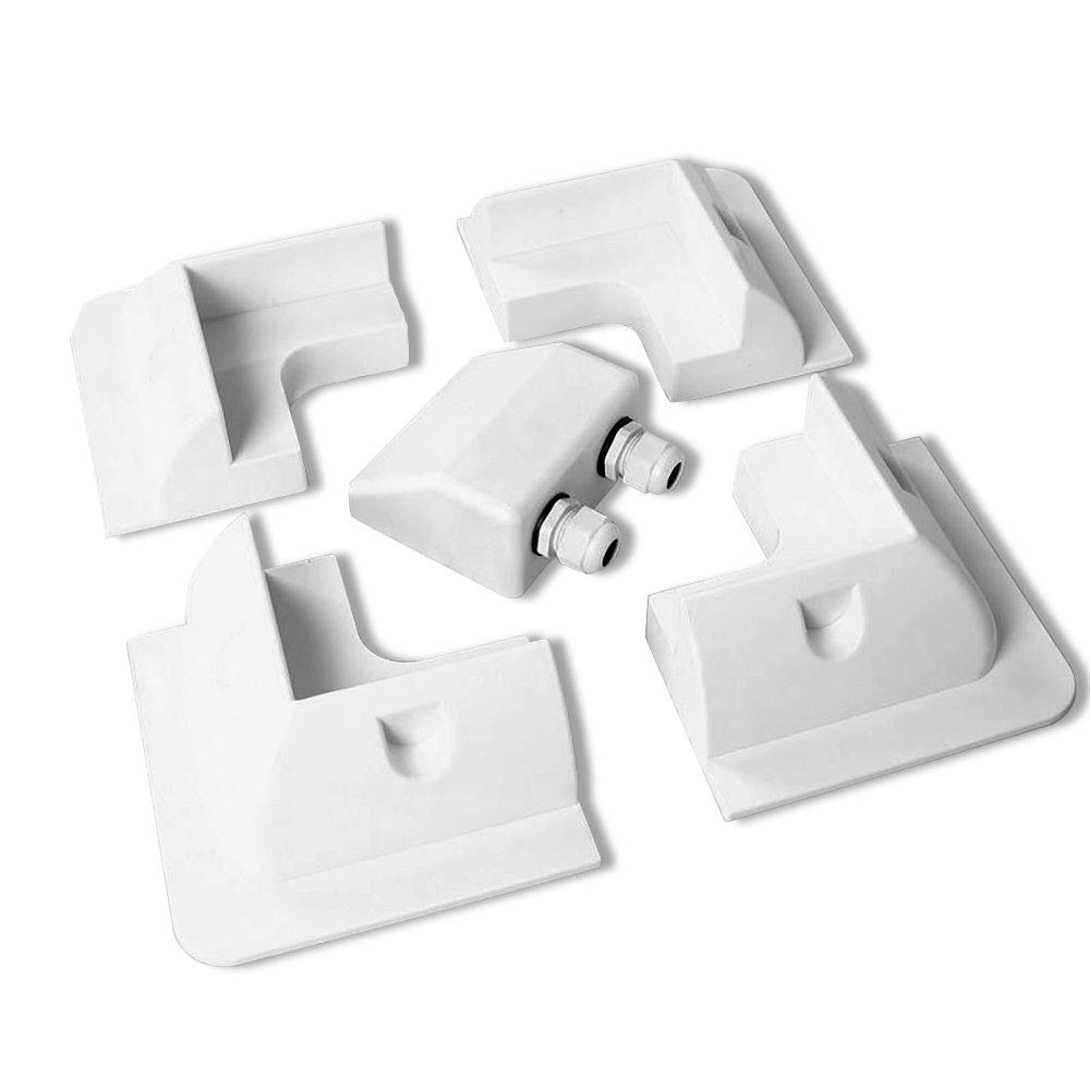 NUZAMAS Solar Panel Mounting Side Brackets Corner 4 corners & Double Cable Entry Gland for Motorhomes Boats Caravans RV Boats Sheds UV-resistant - White