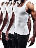 Neleus Men's Athletic 3 Pack Compression Under Base Layer Sport Tank Top,White,Large