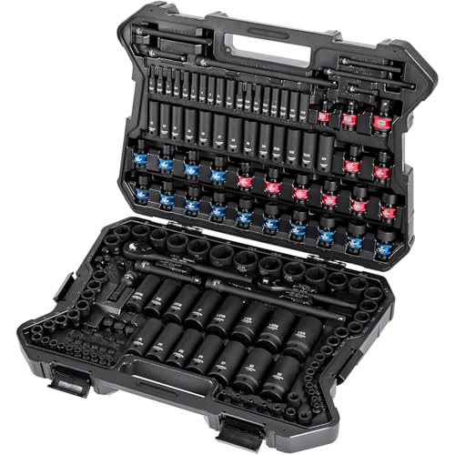 STARWORK True Mechanic 153 Piece Master Impact Socket Set (1/4", 3/8" and 1/2" Drives), Professional, SAE/Metric