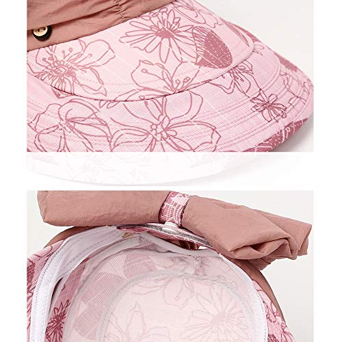 Byx- Hat - Ladies Summer Sun Hat Foldable Outdoor Windproof Facial Neck Sun Hat Riding Electric Vehicle Omni-Directional Sunshade Sun Hat (4 Colors) -Beach hat (Size : Pink) - Thumbnail 4