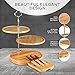 Hosting Elegance - 3 Tiered Bamboo Cheese Board Knife Set for Weddings and Parties - Sturdy Setup, Wide 10 inch Base