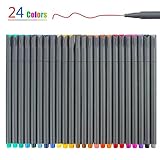 24 Colors Fineliner Color Pen Set, Fine Line Point Drawing Marker Pens for Writing Journaling Planner Coloring Book Sketching Taking Note Calendar Art Projects Office School Supplies