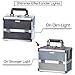 Joligrace Makeup Train Case Modern Style Cosmetic Box Organizer Key Lock 2 Trays Jewelry Storage with Mirror (Black-Silver)