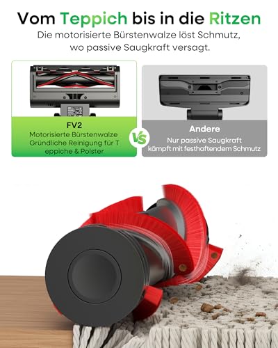 FAMIVAC FV2 Staubsauger mit Kabel, 65Kpa/600W Staubsauger Beutellos mit Matratzenbürste, 1,3KG Leichtgewicht, 7M Kabel, 60dB Leise, 1,5L, Selbststehend, Anti-Tangle-Bürste für Teppich/Boden/Tierhaare