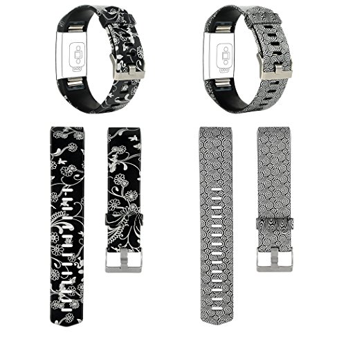 For Fitbit Charge 2 Bands, TreasureMax 2PCS Replacement Band with Metal Clasp for Fitbit Charge 2 Band / Charge 2 Fitbit / Fitbit 2 / Charge 2 Bands / Fitbit Charge 2, No Tracker