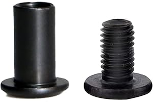 Aopin Chicago Binding Screws Binding Post Scrapbook Photo Albums Screw Post Fit for 5/16"(8mm) Hole Dia, Male M6x10mm Belt Buckle Binding Bolts for Binding Leather Saddles Purses Belt, Black, 5 Sets