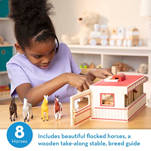 Melissa & Doug TakeAlong ShowHorse Stable Play Set With Wooden Stable Box and 8 Toy Horses