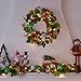 Valery Madelyn Pre-Lit Christmas Wreath for Front Door with Lights, 24 Inch Large Lighted Christmas Wreath with Red Green White Xmas Ball for Fireplace Window Outdoor Table Centerpiece Decoration