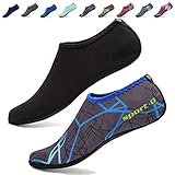 CIOR 3rd Upgraded Version Durable Sole Barefoot Water Skin Shoes Aqua Socks For Beach Pool Sand Swim Surf Yoga Water Aerobics,shs03,Black,XXL
