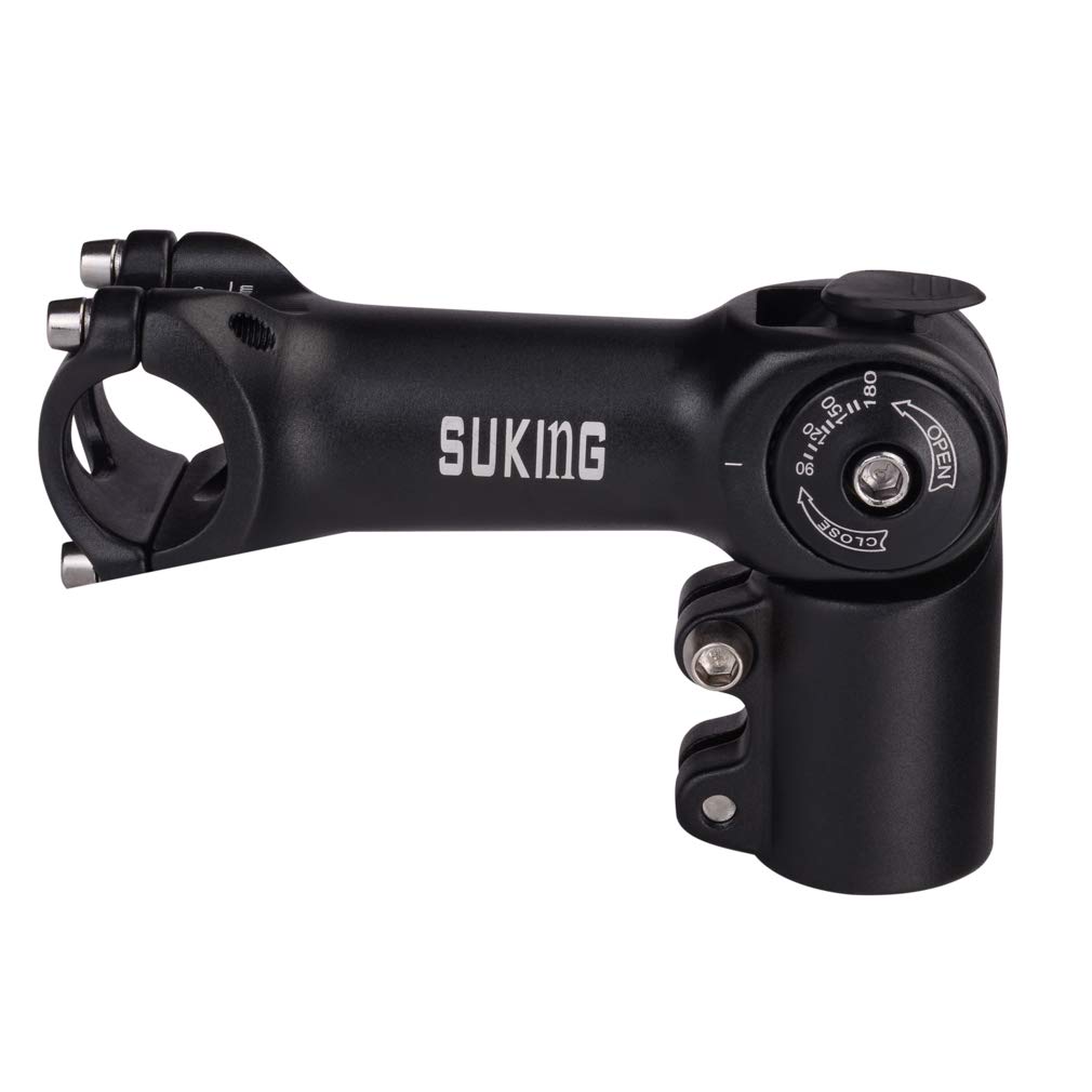 CYSKY 25.4 Stem 60mm/80mm/100mm Adjustable 0-90 Degree MTB Stem Mountain Bike Stem Riser Bicycle Handlebar Stem for Mountain Bike Road Bike BMX City Cycling (Black, 100mm)