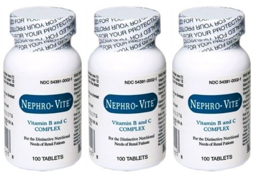 Nephro Vite Vitamin B and C Complex Tablets for Renal Patients - 100 Ea (3 Pack) by Rugby