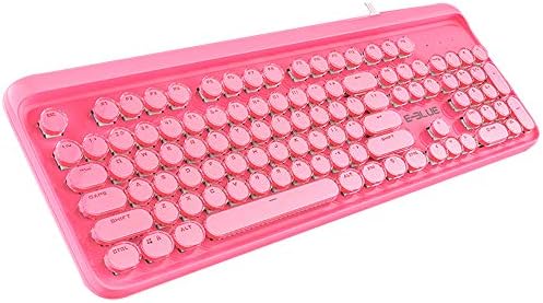 Guanwen Mechanical Gaming Keyboard, Wired Blue Switch USB Crystal Retro Round Floating Keycap Ergonomic Keyboard for PC Laptop Computer Mac (Color : Pink)