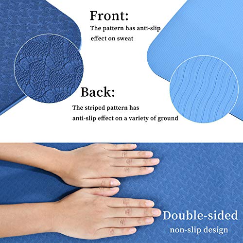 L-LONGANCHANG-Yogamatte-TPE-Yoga-Matte-Gymnastikmatte-Sportmatte-Fitnessmatte-rutschfest-Turnmatte-fuer-Naturkautschuk-Yoga-Pilates-Fitness-mit-Yoga-Handtuch-und-Tragetasche-183-x-61-x-06CM