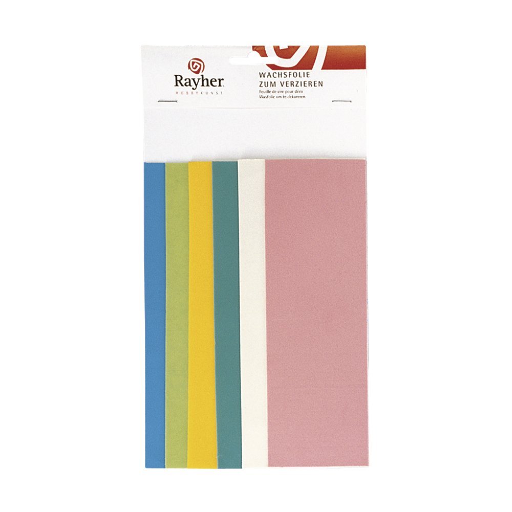 Rayher HOBBY 3102400 Decorative Wax Pastel Shades Set of 6 Decorative Wax Plates Assorted Colours 20 x 6.5 cm Wax for Decorating Candles, Candle Wax, Wax Foil